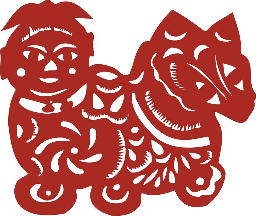 中国风中式传统喜庆民俗人物动物窗花剪纸插画边框AI矢量PNG素材【116】